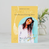 Moderner und Retro-Gelber Sparkon-Abschluss Folieneinladung (Stehend vorne)