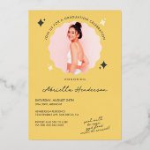 Moderner und Retro-Gelber Sparkon-Abschluss Folieneinladung (Rückseite)