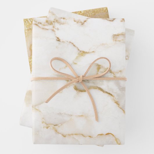 Moderner und schicker Glitzer aus weißem Marmor Geschenkpapier Set (Beispiel)