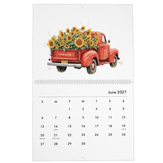 Moderner und stilvoller Sonnenblumen-Monatsplaner Kalender (Jun 2027)