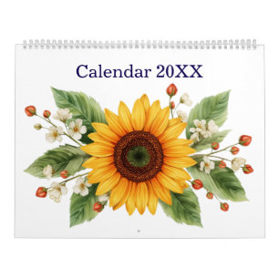 Moderner und stilvoller Sonnenblumen-Monatsplaner  Kalender