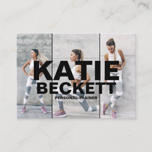 Moderner und trendiger Personal Trainer Fitness 3 Visitenkarte (Vorderseite)