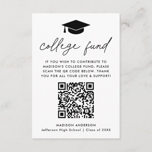 Moderner Uni-Fonds für Black Script-Abschluss Begleitkarte (Vorderseite)