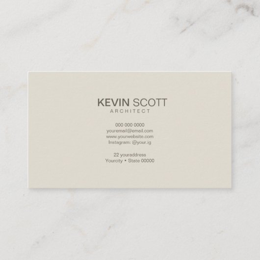 Moderner Unternehmer mit Minimalistischer Architek Visitenkarte (Rückseite)