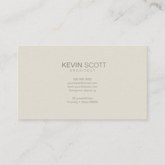 Moderner Unternehmer mit Minimalistischer Architek Visitenkarte (Rückseite)