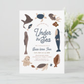 Moderner Untersee 5. Geburtstag Einladung (Stehend Vorderseite)