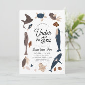 Moderner Untersee 5. Geburtstag Einladung (Stehend Vorderseite)