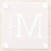 Moderner Untersetzer für rosa Monogramm (Rückseite)