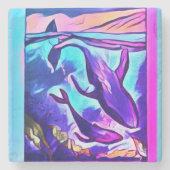Moderner Untersetzer Whale Art Stone (Vorderseite)