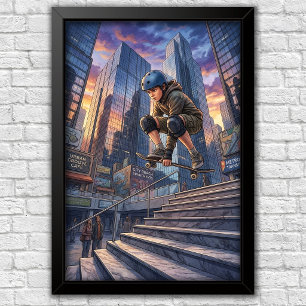 Moderner Urbaner Skateboard-Schlafzimmer-Wandposte Poster
