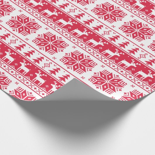 Moderner Urlaub in Nordic Rot und Weiß Geschenkpapier (Ecke)