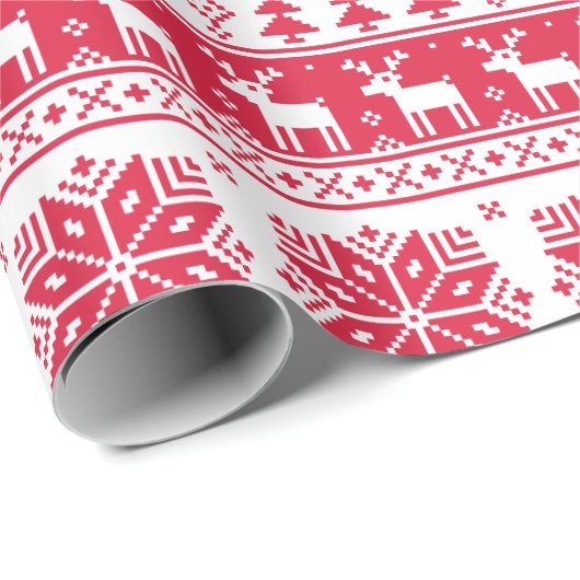 Moderner Urlaub in Nordic Rot und Weiß Geschenkpapier (Rolleneckpunkt)