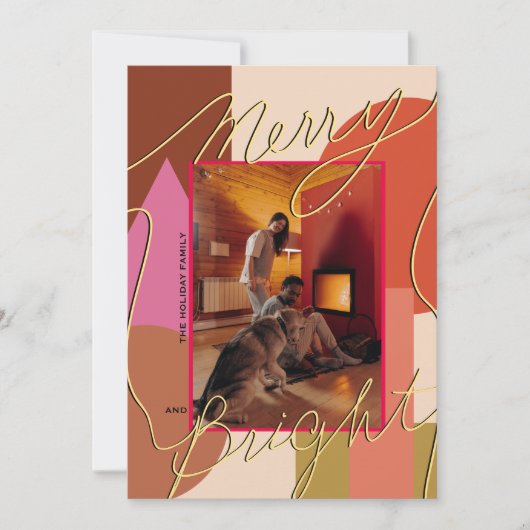 Moderner Urlaub Merry Bright Ihr Foto Geometrie (Vorderseite)