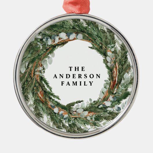 Moderner Urlaub mit minimalem Blattwerk Ornament Aus Metall (Vorne)