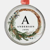 Moderner Urlaub mit minimalem Blattwerk Ornament Aus Metall (Vorne)