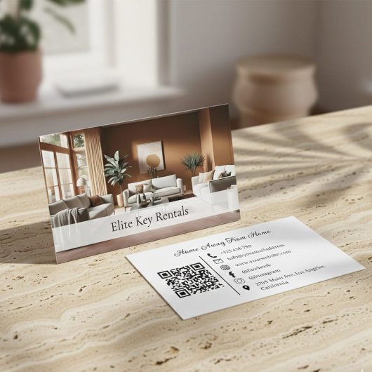 Moderner Urlaub Rental Social Media Foto QR Code Visitenkarte