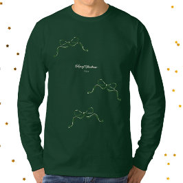 Moderner Urlaub Tiny Green Bow Weihnachten T-Shirt