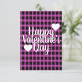 Moderner Valentinstag Herz Rosa Kariert Karte (Stehend Vorderseite)