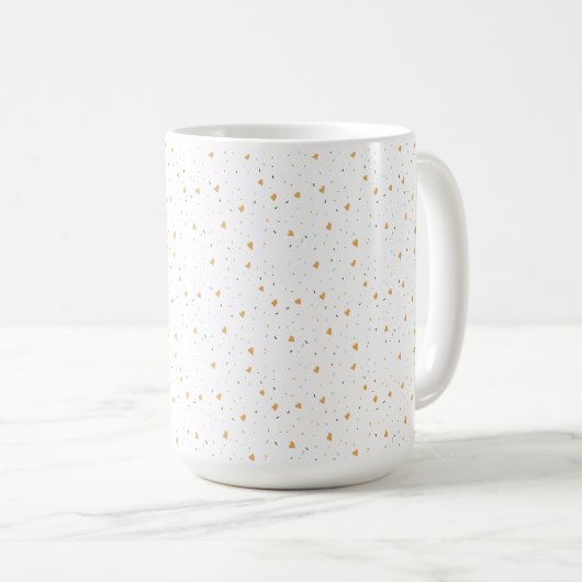Moderner Valentinstag Sprinkle Hearts Mustard Kaffeetasse (VorderseiteRechts)