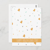 Moderner Valentinstag Sprinkle Hearts Mustard Postkarte (Vorne/Hinten)