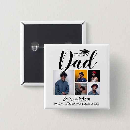 Moderner Vater | 5 FOTO ABSCHLUSS T - SHIRT Button (Vorne & Hinten)