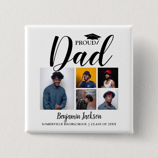 Moderner Vater | 5 FOTO ABSCHLUSS T - SHIRT Button (Vorderseite)