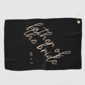 Moderner Vater der Braut | Beige + Schwarzes Skrip Golfhandtuch (Horizontal)