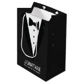 Moderner Vater der Braut Hochzeit Tuxedo Mittlere Geschenktüte (Vorderseite Schrägansicht)