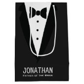 Moderner Vater der Braut Hochzeit Tuxedo Mittlere Geschenktüte (Rückseite)