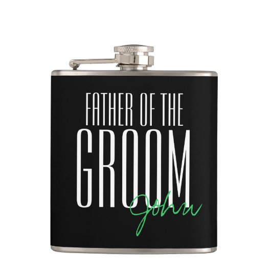 Moderner Vater des Grooms Personalisiert Flachmann (Vorderseite)