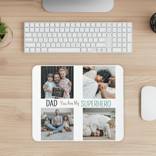 Moderner Vater, du bist mein Superheld Foto-Collag Mousepad
