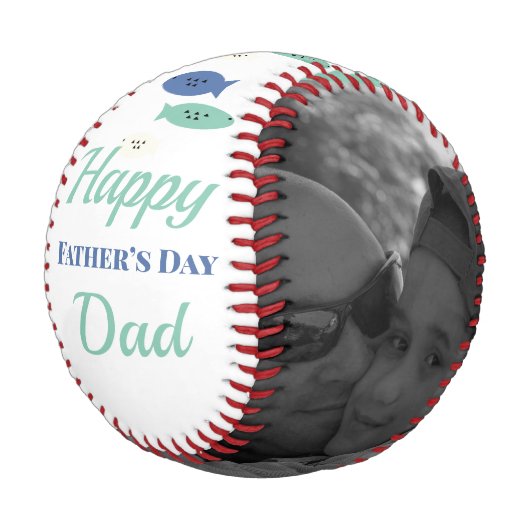 Moderner Vatertag Vater Foto Fisch Baseball (Schrägansicht)