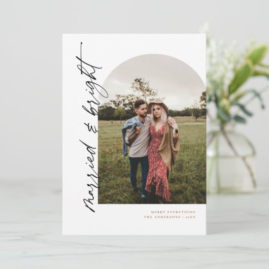 Moderner, Verheirateter und heller Neuvermählter U Einladung (Stehend Vorderseite)