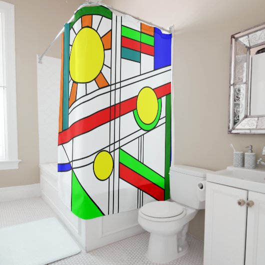 Moderner verklebter Glass-Look Duschvorhang (Beispiel)