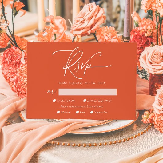 Moderner Verona Sunset Calligraphy QR-Code RSVP Karte