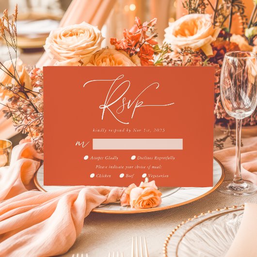 Moderner Verona Sunset Calligraphy QR-Code RSVP Karte