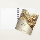 Moderner, verzierter goldener Blumenplaner mit Per Planer (Anzeige)