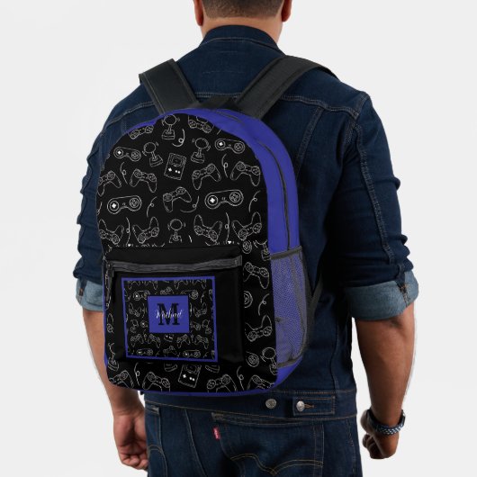 Moderner Videospiel-Controller Gamer-Monogramm-Nam Bedruckter Rucksack (Insitu (Modell))