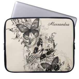 Moderner Viktorianischer Schwarzschmetterling Pers Laptopschutzhülle