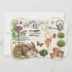 Moderner Vintage-Französischer Bauerngarten-Hase Einladung