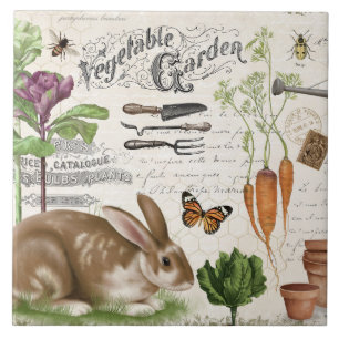 Moderner Vintage Französischer Bauerngarten-Hase Fliese