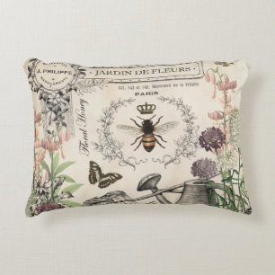 Moderner Vintage-Französischer-Bienengarten Zierkissen