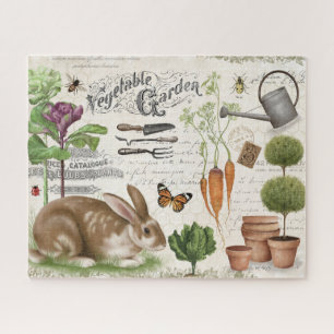 Moderner Vintage Französischer Gartenhase Puzzle