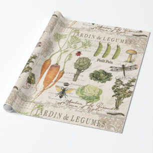 moderner vintage französischer Gemüsegarten Geschenkpapier