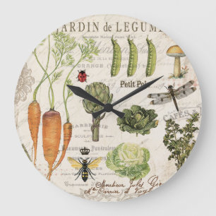 moderner vintage französischer Gemüsegarten Große Wanduhr