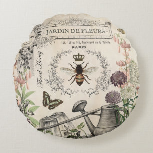 Moderner Vintage-Garten im französischen Bienensti Rundes Kissen
