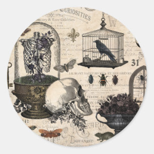 Moderner Vintage-Halloween-Garten Runder Aufkleber