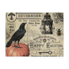 moderner Vintage-Halloween-Kürbis und Krähe