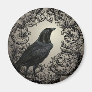 moderner vintage halloween rabe magnet