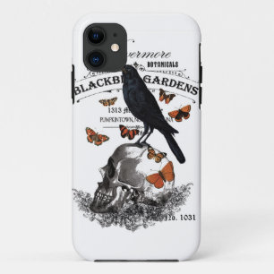 moderner vintage Halloween-Rabe und Totenkopf iPhone 11 Hülle